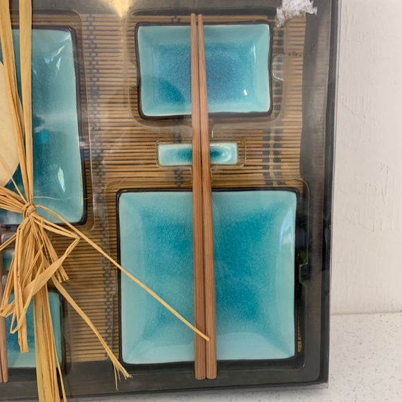 New Fuzei Ceramic Blue Sushi Serving Set For Two 10 pcs - Picture 3 of 10